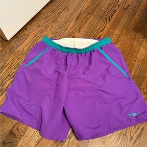 Vintage TREK USA Bike Shorts – Purple & Teal – 90s Retro Cycling Style